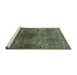 Sideview of Machine Washable Oriental Turquoise Industrial Area Rugs, wshurb1800turq