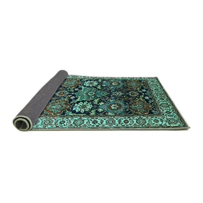Sideview of Oriental Turquoise Industrial Rug, urb1801turq