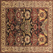 Square Oriental Brown Industrial Rug, urb1801brn