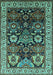 Machine Washable Oriental Turquoise Industrial Area Rugs, wshurb1801turq