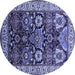 Round Machine Washable Oriental Blue Industrial Rug, wshurb1801blu