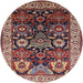 Round Mid-Century Modern Deep Red Oriental Rug, urb1801