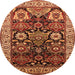 Round Machine Washable Oriental Orange Industrial Area Rugs, wshurb1801org