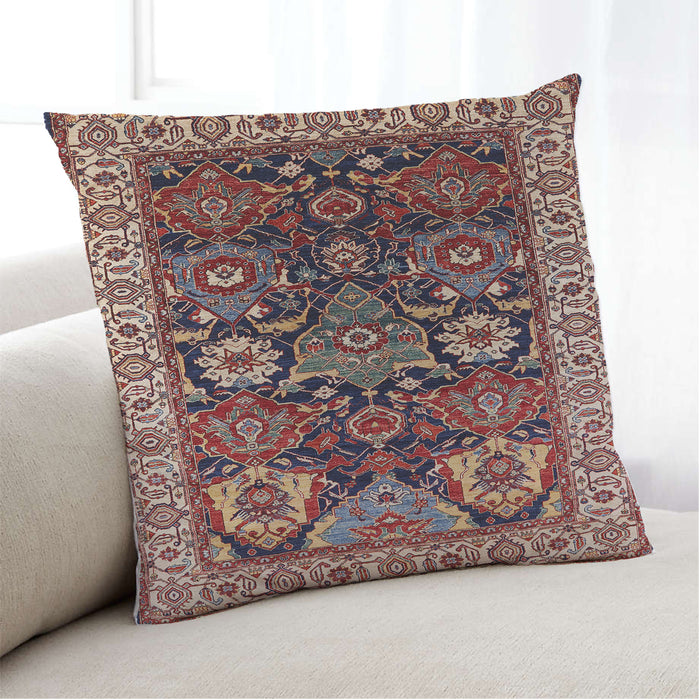 Lifestyle Image of Mid-Century Modern Urban Square Deep Red Throw Pillow, 18 inch by 18 inch, pwurb1801