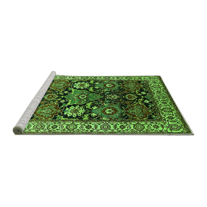 Sideview of Machine Washable Oriental Green Industrial Area Rugs, wshurb1801grn