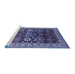 Sideview of Machine Washable Oriental Blue Industrial Rug, wshurb1801blu