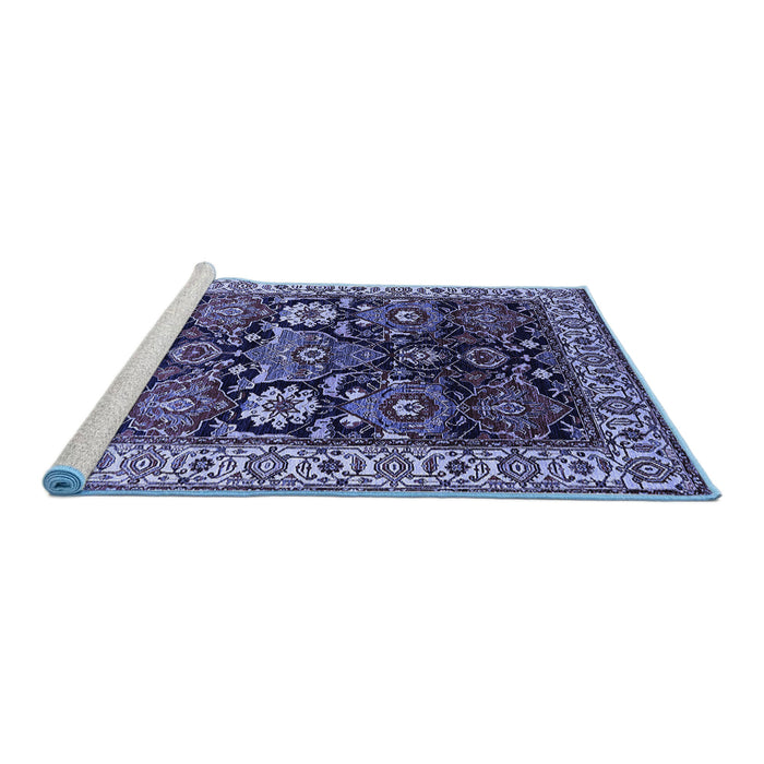 Sideview of Machine Washable Oriental Blue Industrial Rug, wshurb1801blu