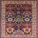 Square Mid-Century Modern Deep Red Oriental Rug, urb1801