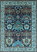 Machine Washable Oriental Light Blue Industrial Rug, wshurb1801lblu