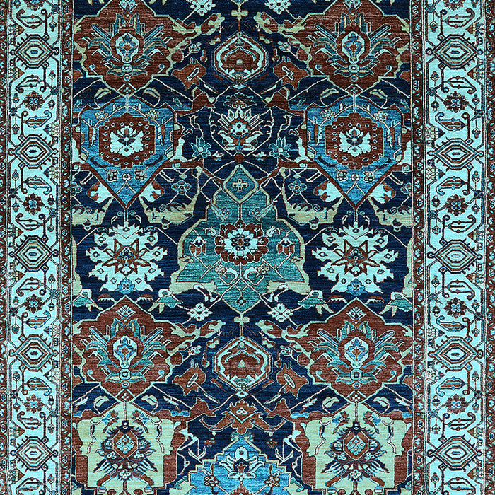 Machine Washable Oriental Light Blue Industrial Rug, wshurb1801lblu