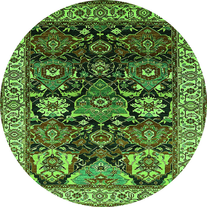 Round Oriental Green Industrial Rug, urb1801grn