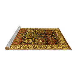 Sideview of Machine Washable Oriental Yellow Industrial Rug, wshurb1801yw