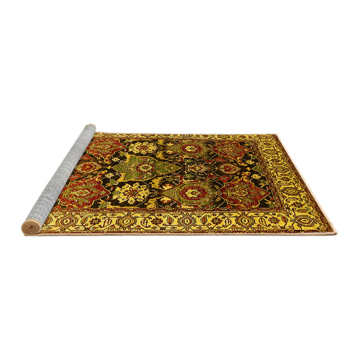 Sideview of Machine Washable Oriental Yellow Industrial Rug, wshurb1801yw