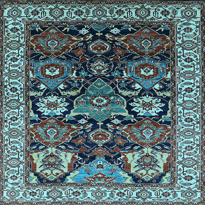 Square Oriental Light Blue Industrial Rug, urb1801lblu