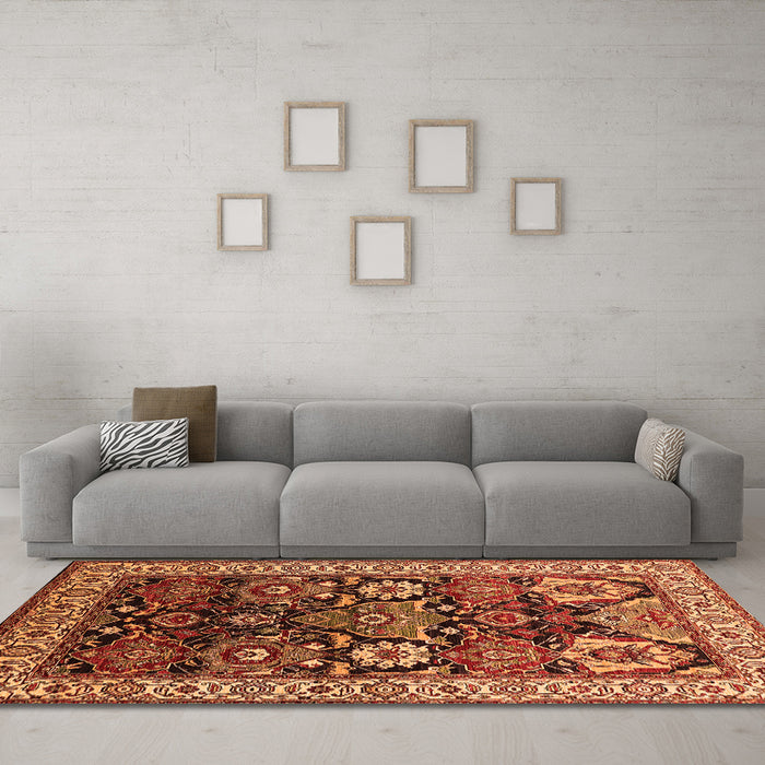 Machine Washable Oriental Orange Industrial Area Rugs in a Living Room, wshurb1801org