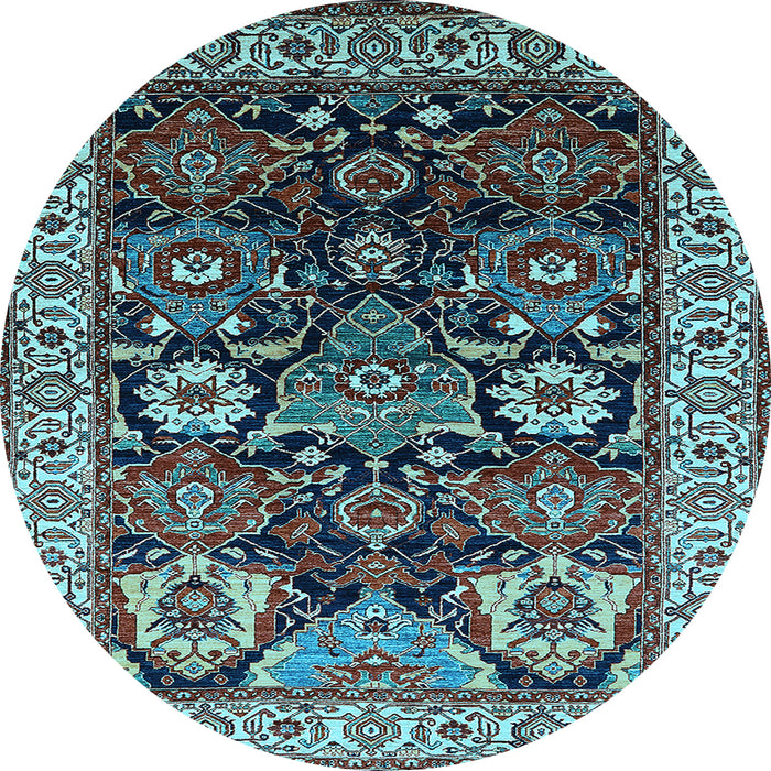 Round Oriental Light Blue Industrial Rug, urb1801lblu