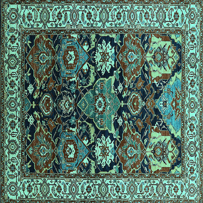 Square Oriental Turquoise Industrial Rug, urb1801turq