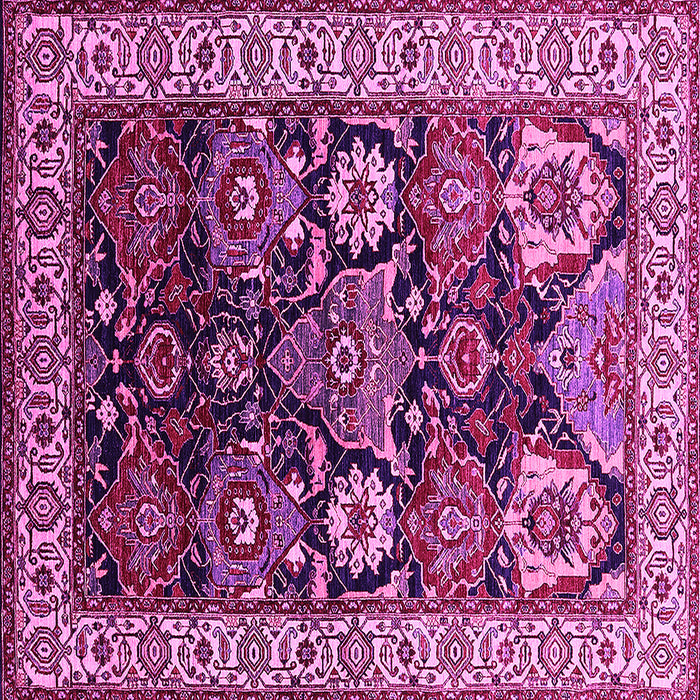 Square Machine Washable Oriental Pink Industrial Rug, wshurb1801pnk