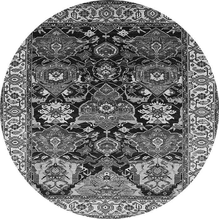 Round Machine Washable Oriental Gray Industrial Rug, wshurb1801gry