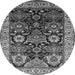 Round Machine Washable Oriental Gray Industrial Rug, wshurb1801gry