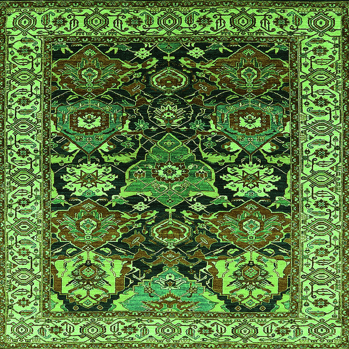 Square Oriental Green Industrial Rug, urb1801grn