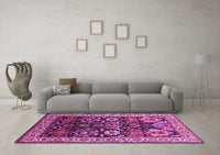 Machine Washable Oriental Pink Industrial Rug, wshurb1801pnk