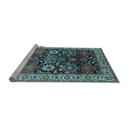 Sideview of Machine Washable Oriental Light Blue Industrial Rug, wshurb1801lblu