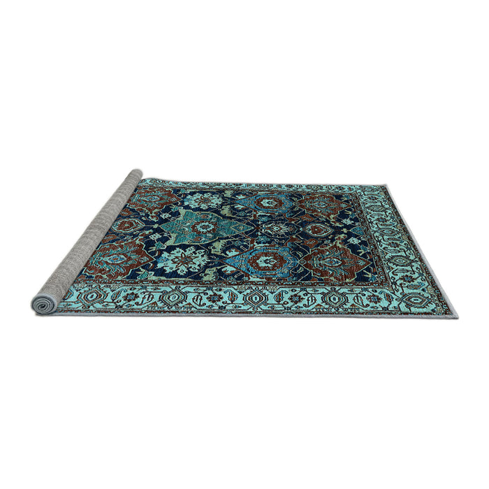 Sideview of Machine Washable Oriental Light Blue Industrial Rug, wshurb1801lblu