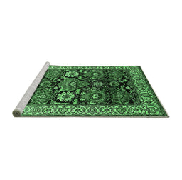 Sideview of Machine Washable Oriental Emerald Green Industrial Area Rugs, wshurb1801emgrn