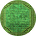 Round Oriental Green Industrial Rug, urb1802grn