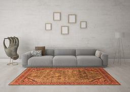 Machine Washable Oriental Orange Industrial Area Rugs in a Living Room, wshurb1802org