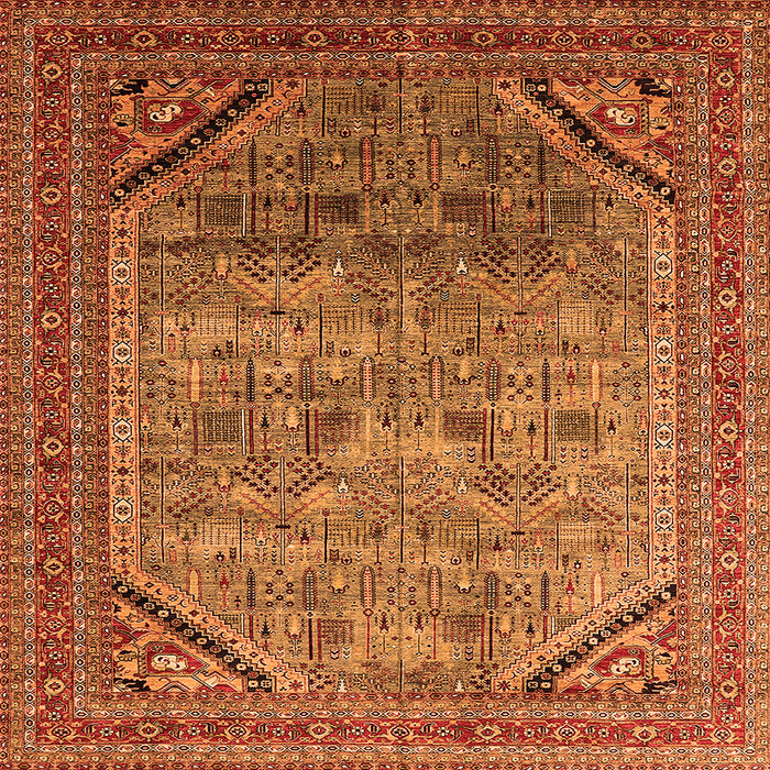 Square Machine Washable Oriental Orange Industrial Area Rugs, wshurb1802org