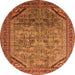 Round Machine Washable Oriental Orange Industrial Area Rugs, wshurb1802org