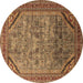 Round Oriental Brown Industrial Rug, urb1802brn