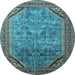 Round Oriental Light Blue Industrial Rug, urb1802lblu