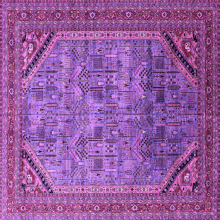 Square Machine Washable Oriental Purple Industrial Area Rugs, wshurb1802pur
