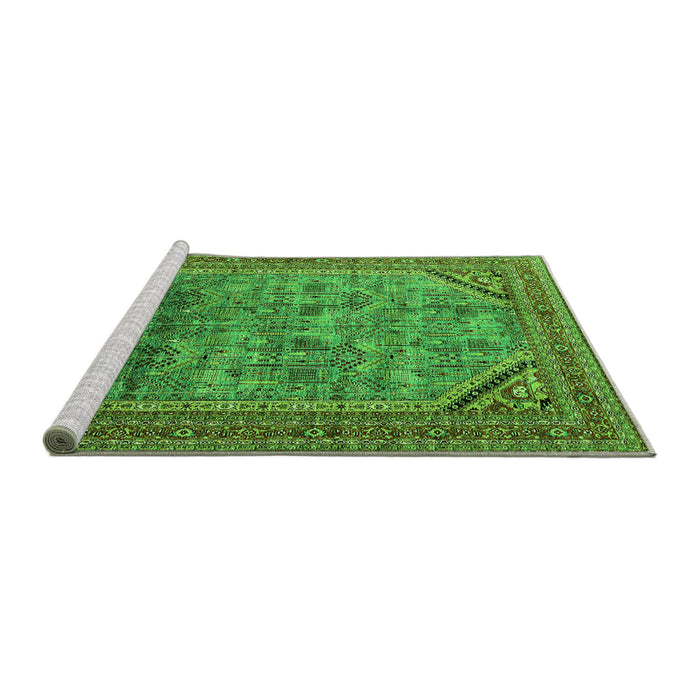 Sideview of Machine Washable Oriental Green Industrial Area Rugs, wshurb1802grn