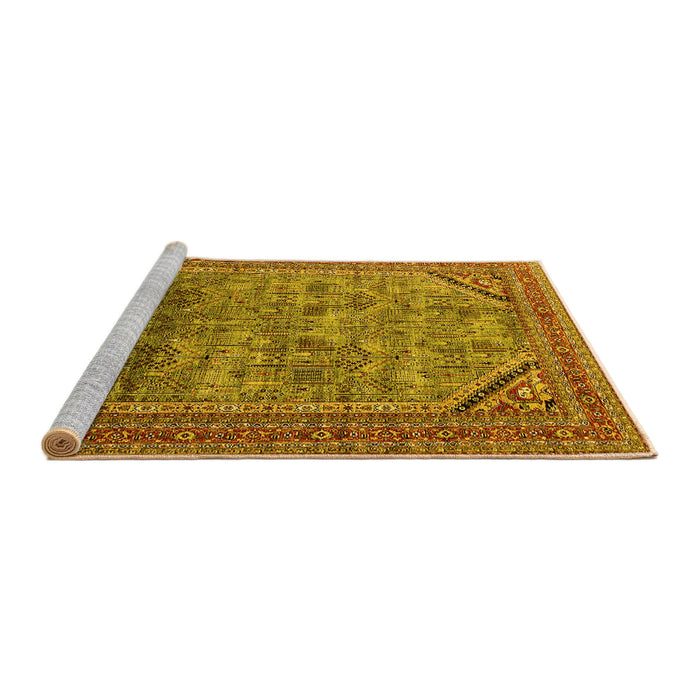 Sideview of Machine Washable Oriental Yellow Industrial Rug, wshurb1802yw