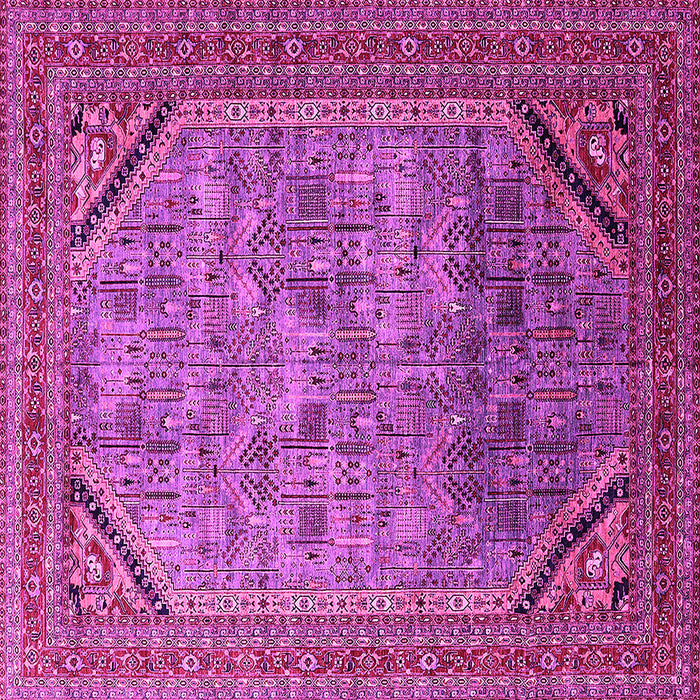 Square Machine Washable Oriental Pink Industrial Rug, wshurb1802pnk