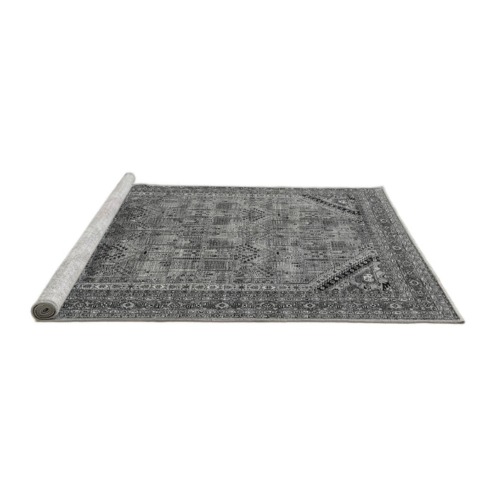 Sideview of Machine Washable Oriental Gray Industrial Rug, wshurb1802gry
