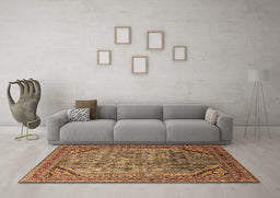 Machine Washable Oriental Brown Industrial Rug in a Living Room,, wshurb1802brn