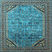 Square Machine Washable Oriental Light Blue Industrial Rug, wshurb1802lblu