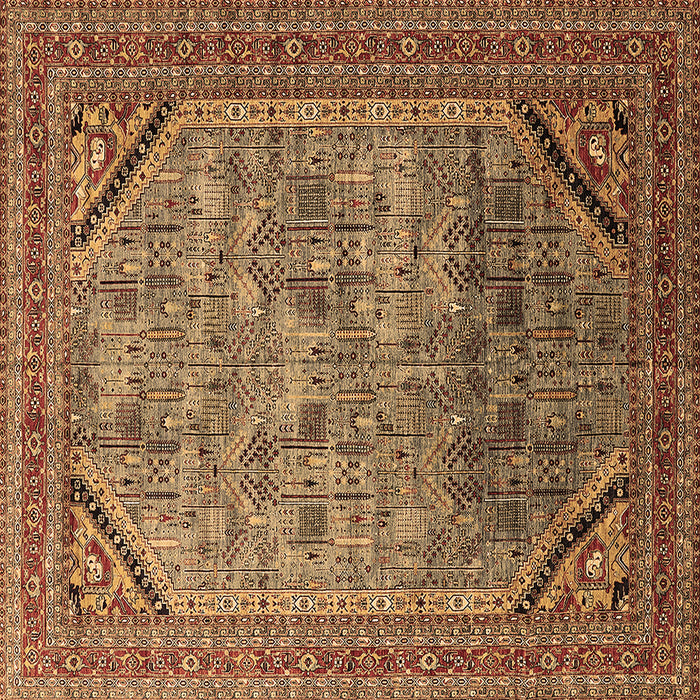 Square Machine Washable Oriental Brown Industrial Rug, wshurb1802brn