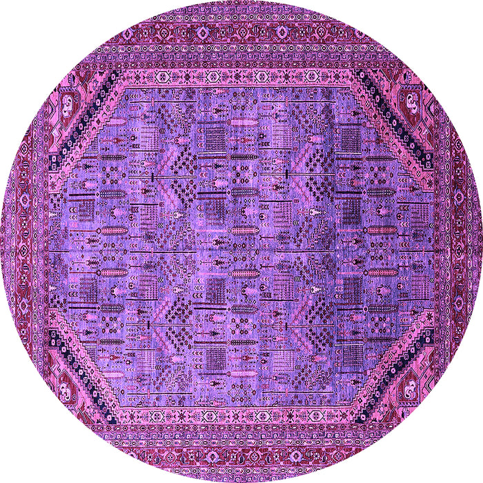 Round Machine Washable Oriental Purple Industrial Area Rugs, wshurb1802pur