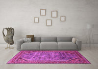 Machine Washable Oriental Pink Industrial Rug, wshurb1802pnk