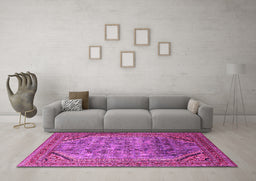 Machine Washable Oriental Pink Industrial Rug in a Living Room, wshurb1802pnk