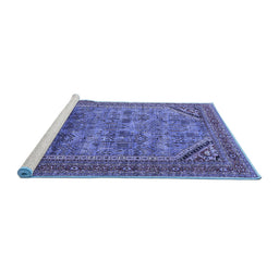 Sideview of Machine Washable Oriental Blue Industrial Rug, wshurb1802blu