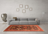 Machine Washable Oriental Orange Industrial Rug, wshurb1803org