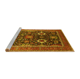 Sideview of Machine Washable Oriental Yellow Industrial Rug, wshurb1803yw