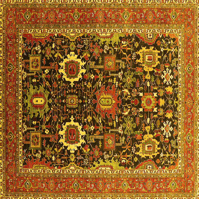 Square Machine Washable Oriental Yellow Industrial Rug, wshurb1803yw